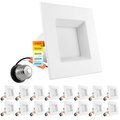 Luxrite 4 Inch Square LED Recessed Can Lights 5 CCT Selectable 2700K-5000K 11W 750LM Dimmable 16-Pack LR23785-16PK